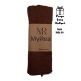 MyReal Bambu Kraş Şal Koyu Kahve - Ütü Gerektirmeyen Doğal Doku (90x200 cm)