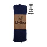 MyReal Bambu Kraş Şal Lacivert - Ütü Gerektirmeyen Doğal Doku (90x200 cm)