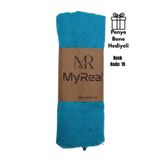 MyReal Bambu Kraş Şal Turkuaz - Ütü Gerektirmeyen Doğal Doku (90x200 cm)