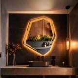 Myrella Led'li Lazer Kumlamalı Lavabo & Banyo Aynası (Dokunmatik Sensörlü) amber led'li 90 x 76