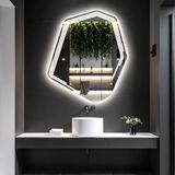Myrella Led'li Lazer Kumlamalı Lavabo & Banyo Aynası (Dokunmatik Sensörlü) beyaz led'li 90 x 76