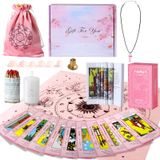 Myripoly Üzerinde Anlamları Olan Tarot Kartları Seti - Başlangıç Tarot Güverte Seti-Tarot Yayılmış Bez, Kadife Torbalar-Yeni Başlayanlar İçin Tarot Kartları Kristal Halat Satya Tütsü