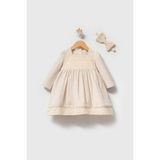 Myroka Kız Bebek Mevsimlik Elbise Bej - 001-Krem