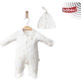 Myroka Patikli Baskılı Tulum Krem - 001-Krem - 6 - 9 Ay