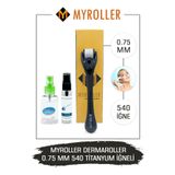 Myroller Dermaroller 0.75mm Dezenfektan Hediye Titanyum 540 Iğneli Derma Roller