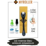 Myroller Dermaroller Titanyum 540 İğneli Saç Yüz Vücut Derma Roller - Siyah - 0.25 mm