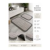 MYS Home Peluş Banyo Paspası Takımı 2’li Premium Kaymaz Taban 110x70 & 70x55 Gri