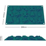 MYS Silicone Medy Pratik Silikon Yılbaşı Temalı 15'li Kek, Çikolata, Mum, Sabun Kalıbı - Koyu Yeşil