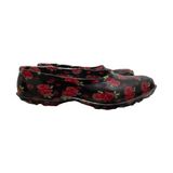 Myshoes Kadın Bahçe ve Deniz Için Çiçekli Lastik Ayakkabı - Siyah - Kırmızı