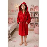 Mysoft Çocuk Bornozu Microcotton Kapüşonlu Pamuk Kumaş - Kırmızı - 8 - 10 Yaş