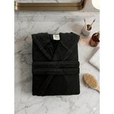 MySoft Home Bornoz Büyük Beden Kapüşonlu %100 Pamuklu - Siyah - 3XL