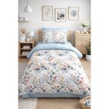 MYSTORY HOME COLLECTION Tek Kişilik Lastikli Çarşaflı Nevresim Takımı Okaliptus Mavi