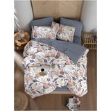 Mystory Home Etro Lastikli Çarşaflı Çift Kişilik Nevresim Takımı Indigo - Kahverengi