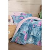 Mystory Home Lastikli Carsafli Cift Kisilik Nevresim Takimi Flamingo
