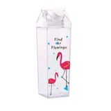 mystylee Flamingo 500ML Mika Süt Kutu Tasarımlı Su Kahve İçecek Şişesi Cam Değildir