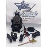 Mytech Motors Kablosuz Şarjlı Motosiklet Telefon Tutucu – Wireless Şarj, Titreşim Önleyici, 360° Döner Alüminyum Gidon Aparatı - Siyah