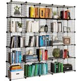 Mythriva 25 Bölmeli Metal Portatif Kitaplık Raf Dolap Organizer - 00-Siyah - Beyaz - 1 - 2 cm