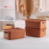 Mythriva 35X25X14 cm Boyutlarında Kiremit Renk Kapaklı Saklama Kutusu, Dekoratif Organizer - 001-Renkli