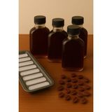 Mythriva 4 Adet Şeffaf Cold Brew Siyah Kapaklı Soğuk Kahve Yassı Cam Şişe 200 ml ve Çubuk Buz Kalıbı - 1 m