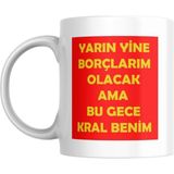 Mythriva Bu Gece Kral Benim Baskılı Kupa Bardak Komik Yazılı Hediyelik Çay Kahve Kupası - 00-Siyah - Beyaz