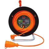 Mythriva Bylion Cca 20 Metre Makaralı Uzatma Kablosu Termal Sigortalı 3x1.5 mm + 2 Metre Dişi Fişli - Ahşap - Bej - Siyah