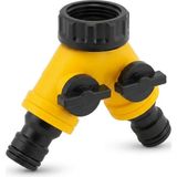Mythriva Çift Çıkışlı Vanalı Musluk Adaptörü 1/2" - 3/4" | Bahçe Hortumu Y Bağlantı Aparatı | Bağımsız Su Kontrolü