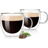 Mythriva Çift Duvarlı Cam Kahve Fincanı 250ML (2’li Set) – Isıya Dayanıklı, Mikrodalga ve Bulaşık Makinesi Uyumlu, Sıcak & Soğuk Içecekler Için - 00-Siyah - Beyaz