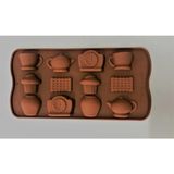 Mythriva Çikolata Kalıbı Silikon Çay Saati Kahverengi ECMELNM422 - 0,700 gr