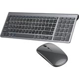 Mythriva Coverzone Onezero Kablosuz Türkçe Klavye Mouse Set Şarjlı Klavye Mouse 2.4g USB Dongle ve Bluetooth Bağlantılı Ergonomik Tasarım Kablosuz Keyboard Fare Titanyum Renk ZR609