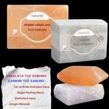 Mythriva Hanzade Bitkisel Çankırı Tuz Sabunu + Himalaya Tuz Sabunu 2'li Set 300-350 gr Zengin Mineralli Doğal Saf Kaya Tuzu Sabunu - 10 Adet