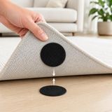 Mythriva Humas Halı Kaydırmaz Cırt Ped, Çift Taraflı Halı Tutucu Ped, Siyah Yuvarlak Halı Sabitleme Aparatı, Parke ve Sert Zeminler Için Pratik Kayma Azaltıcı 10'lu Set - 100 x 100 x 10 cm