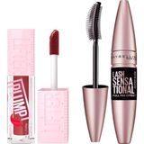 Mythriva Maybelline New York Lifter Plump Dudak Parlatıcısı- 006 Hot Chili &lash Sensational Yelpaze Etkili Intense Black Maskara Makyaj Seti