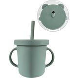 Mythriva Meleni Baby Sızdırmaz Kapaklı, Silikon Pipetli Bebek Alıştırma Bardağı, Silikon Bebek Beslenme Bardağı-Yeşil - Adaçayı
