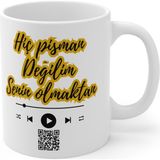 Mythriva Mrn - Hiç Pişman Değilim Senin Olmaktan Qr Kodlu Baskılı Yazılı Kupa Bardak - 00-Siyah - Beyaz