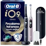 Mythriva Oral-B Io9 Şarjlı/elektrikli Diş Fırçası, 2'li Set, Rose Quartz &amp; Siyah, 2 Fırça Başlığı, Hızlı Manyetik Şarj Cihazı, Uzun Ömürlü Pil, Şarj Eden Seyahat Kabı - (DipCamo)Charcoal-White