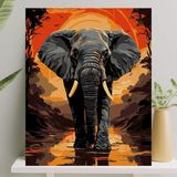Mythriva Palmiye Hobi Sanat Sayılarla Boyama Tuval Seti Fırça Boya Dahil (Çıtalı) 40X50 cm - Fil