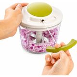 Mythriva Paslanmaz 3 Bıçaklı Ipli Rondo, Sebze Meyve Kuruyemiş Için Taşınabilir Manuel Çekmeli Doğrayıcı, Hızlı Pratik ve Ergonomik, Plastik, 700 ml (Yeşil) - Almond