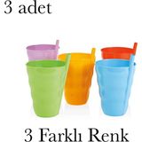 Mythriva Pipetli Bardak Bpa Içermez Pipetli Bardak Meşrubat Bardağı (3, Karışık) - Adaçayı