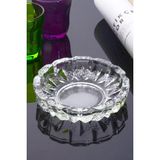 Mythriva Porselen Diyarı Cam Kristal Lüks Küllük - Kül Tablası - Yuvarlak Kül Tabağı-12 * 12 * 2,5 Şeffaf - 1BW-Beyaz