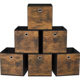 Mythriva Songmıcs Saklama Kutusu, 6'lı Set, Düzenleme Kutuları, Dokusuz Kumaş, Katlanır Kutu, 26 x 26 x 28 Cm, Kumaş Kutu, Küp Raf Için, Kıyafet Düzenleyici, Vintage Kahverengi-Siyah RFB126B01 - 0-Koyu Mavi - 1 Adet