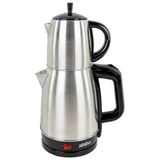 Mythriva STM-5845 Çelik Elektrikli Çay Makinesi Inox Çaycı 2-In-1 Demlik Su Isıtıcı 1600W Otomatik Kapama