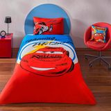 Mythriva Taç Lisanslı Disney Cars Mcqueen Tek Kişilik Pamuk Nevresim Takımı - 001-Renkli