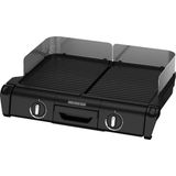 Mythriva Tefal Bbq Family TG800N10 Elektrikli Masa Izgarası, 2 Ayrı Izgara Yüzeyi, 2 Termostat, Yapışmaz Kaplamalı Alüminyum Döküm Izgara Plakaları, Bulaşık Makinesinde Yıkanabilir, Ekstra Derin Oluklu, Siyah