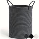 Mythriva Tr Naturaweave Jüt Hasır Kirli Sepeti Banyo Sepeti Giyisi Havlu Battaniye Dergi Oyuncak Düzenleyici Saksı Sepet Organizer Hafif Kulp Detaylı Yumşak ve Dayanıklı Karavan Organizeri (Antrasit) - 00-Siyah - Beyaz