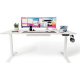 Mythriva Tr Uprise Comfort Çift Motorlu Yükseklik Ayarlı Masa (72–121 Cm) - Beyaz (Beyaz Ayak/beyaz Tabla, 160X80 Cm) - 160 x 80 cm - Ahşap - Bej - Siyah