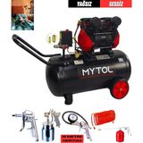 MYTOL 50 Litre Yağsız Sessiz Kompresör 1.5 HP 8 Bar Basınç ile Uzun Süreli Kullanım için İdeal