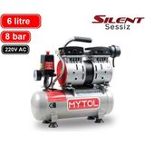 Mytol EWS06 Sessiz Yağsız Hava Kompresörü 6 Litre 8 Bar 0.75 Hp Hava Hacmi 65 lt/dakika