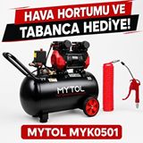 Mytol MYK0501 50 Lt Yağsız Kompresör 1,5 Hp 8 Bar Hortum ve Tabanca Hediyeli