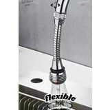 mywarehouse Flexible 360 Esnek Spiral Hortumlu Batarya Ucu Başlığı 2 Farklı Mod Fonksiyonlu Musluk Başlığı