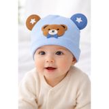 MYZİ STORE 0-12 Ay Ayıcık Aplikeli Kulaklı Aksesuarlı Bebek Bere Şapka, Yıldız Detaylı, Yumuşak Dokulu Unisex Mavi 0-12 Ay